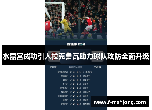 水晶宫成功引入拉克鲁瓦助力球队攻防全面升级