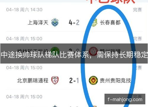 中途换帅球队梯队比赛体系,需保持长期稳定 中途换帅球队梯队比赛体系,需保持长期稳定